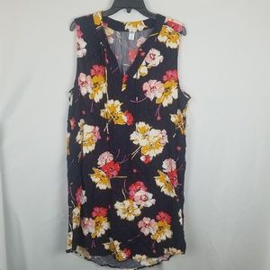 Old Navy floral casual shift dress blue summer xl